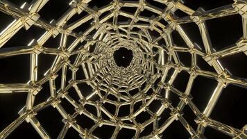 A large web of metal wires with a black background video