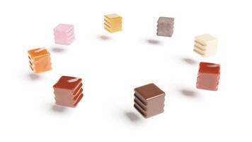 A circle of different colored chocolate bars video