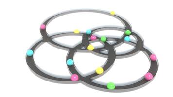 Three rings with colorful dots on them video