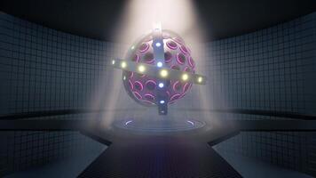 A futuristic looking object with a light shining from it video