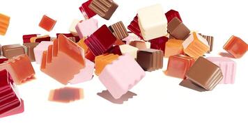 A bunch of different colored chocolates falling down video