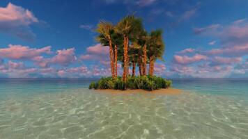 An island with palm trees in the ocean video