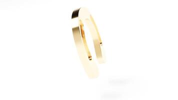 A gold ring with a curved shape on a white background video
