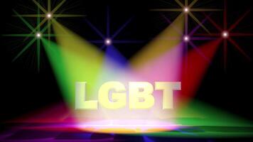 Lgbt sign with rainbow lights on stage video