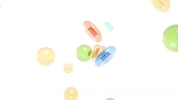Colorful bubbles floating in the air on a white background video