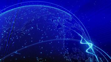 A blue world globe with a network of lines video