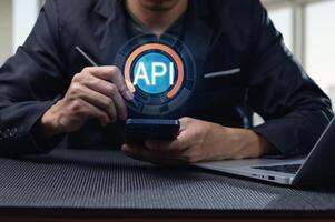 Modern Programming Interface Concept with API on Mobile Device photo
