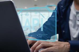 Developer Working on API Programming Interface on Laptop Screen photo