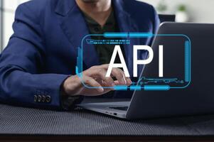 Professional Developer Working on API Programming Interface at Desk photo
