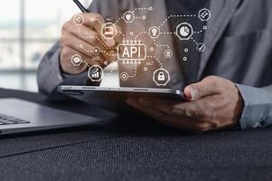 Programming Interface Development Concept with API Visualization photo