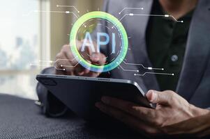 Modern API Programming Interface Concept with Touchscreen Interaction photo