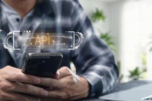 Modern Programming Interface Concept with API on Smartphone Display photo