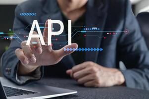 Digital Interface with API Concept and User Interaction Visualization photo