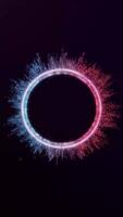 Vibrant neon circle energy ring with glowing dynamic particles and smooth motion. Seamless vertical 4K loop for modern abstract backdrops and energetic visual design elements. video