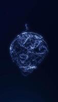 Abstract glowing energy sphere with smooth rotating particles in dark space. Continuous vertical 4K loop for futuristic designs, modern backgrounds or elegant tech motion visuals. video