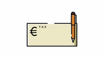 euro tax with signature on it icons animation isolated alpha channel, looping animation video