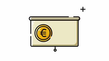 presentation of euro graph icon animated looping, isolated alpha channel video
