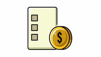 dollar checklist on paper alpha channel animation,isolated looping video