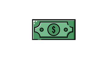dollar banknote animation isolated alpha channel, animation looping video