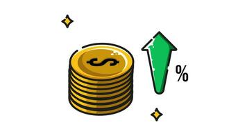 profitable dollar animation isolated alpha channel, icon animation with looping animated video
