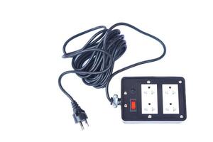 Extension power strip or trailer plug isolated on white background. Concept electric equipment or tool for connect to appliance that need electricity. Electrical peripherals photo