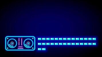 A DJ setup with animated track bars on a dark background, visualizing sound progression, tempo, and music-driven energy video