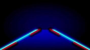 Two glowing blue neon laser ramps shoot out from the base, suggesting a high-tech gateway or sci-fi entrance platform design video