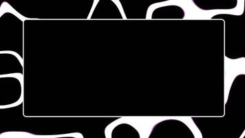 A glowing black HUD frame with abstract white flowing liquid patterns creates a mesmerizing sci-fi interface or transition box video