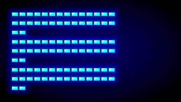 A block-based audio equalizer layout displays sound levels and rhythm synchronization in a tech-centric digital visual format video