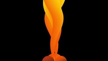 An abstract orange flame shape stands tall like a torch base, radiating upward warmth and resembling stylized ceremonial energy video