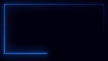 Abstract neon background animation lines boxes forming frame. Blue color glowing. Seamless loop video