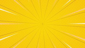 Bright yellow halftone comic background animation with fast lines. Loop playback on 4K footage. Suitable for comics, prints, posters, etc. video