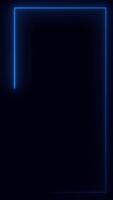 Abstract vertical background animation neon lines boxes forming frame. Blue color glowing. Seamless loop video
