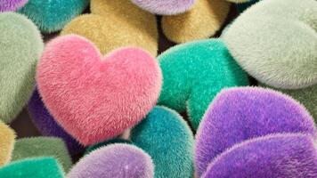 Colorful Soft Heart Shapes With Furry Textures in Diverse Patterns and Colors photo