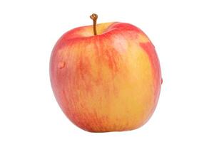 Red and yellow apple with a drop of water isolated on white. photo