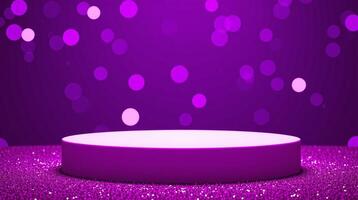 A circular platform in a vibrant purple setting. photo