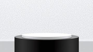 A minimalist, monochromatic pedestal against a speckled backdrop. photo