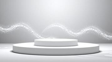 A minimalist, circular pedestal against a soft, gradient background. photo