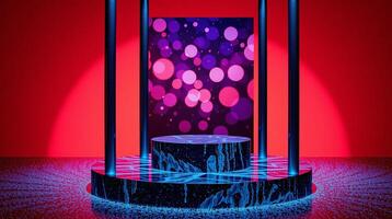A striking image of a pedestal adorned with a vibrant, illuminated display. photo