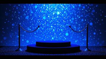A circular platform illuminated by a starry blue light. photo