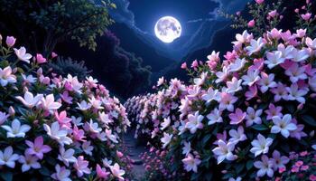 a moonlit garden filled with night blooming jasmine. photo