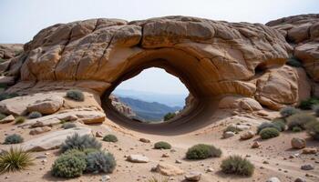 a rock formation shaped by wind over centuries. photo