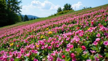 a grassy hill covered in blooming clover. photo