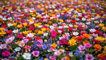 a multicolored floral carpet in spring bloom. photo