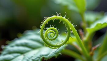 a macro shot of a plant's spiral shaped tendrils. photo