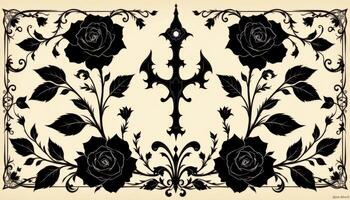 a gothic style composition of black roses. photo