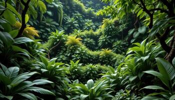 a maze of green corridors in the jungle interior. photo