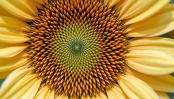 a macro view of a sunflower's intricate center. photo