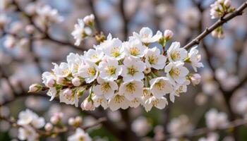 a blossom covered tree branch in early spring. photo