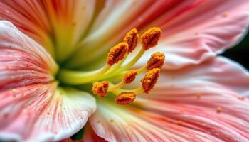 a macro of pollen covered stamens on a lily. photo